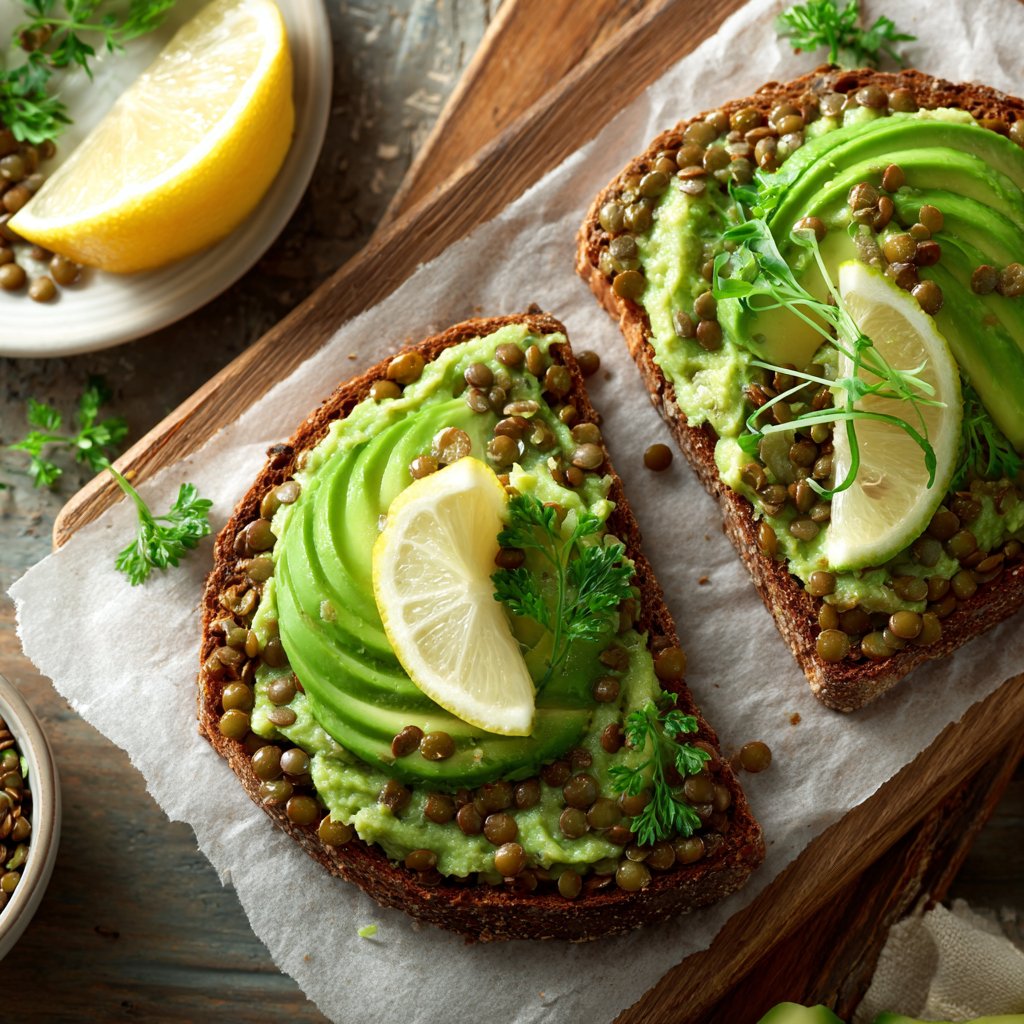 Healthy Lunch Avocado Lentil Toast