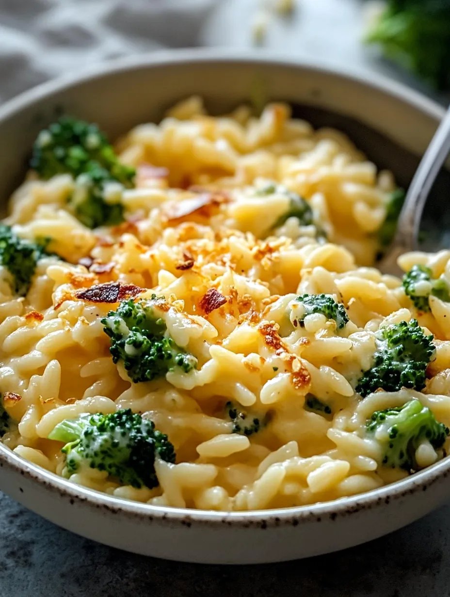 Creamy One-Pot Broccoli Cheddar Orzo