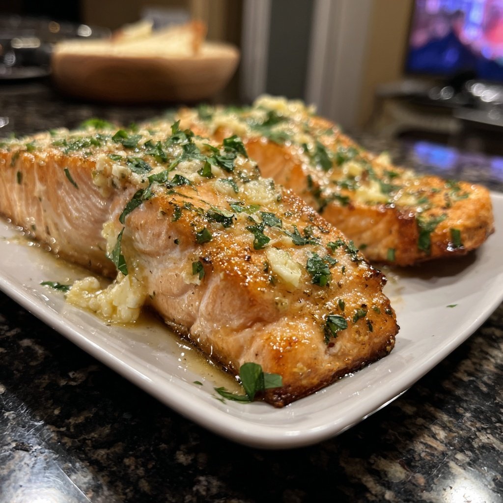 Air Fryer Salmon With Garlic Butter