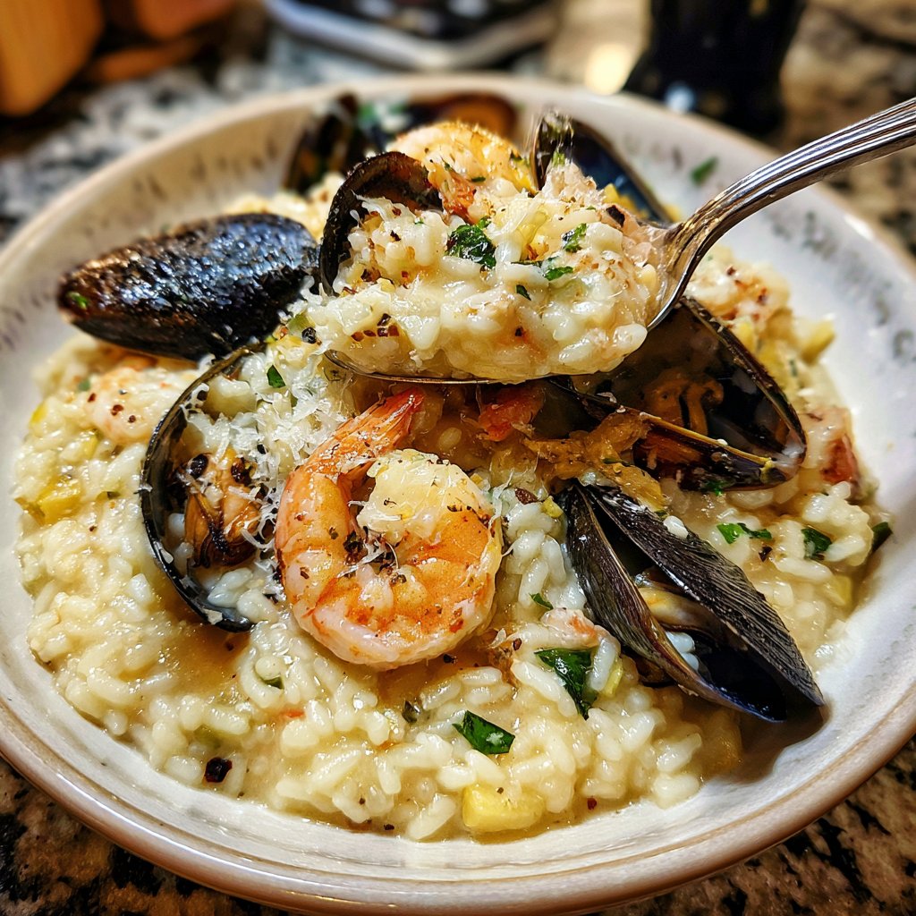 Seafood Risotto with White Wine