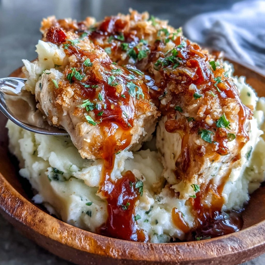 Mashed Potatoes With Garlic Butter Chicken