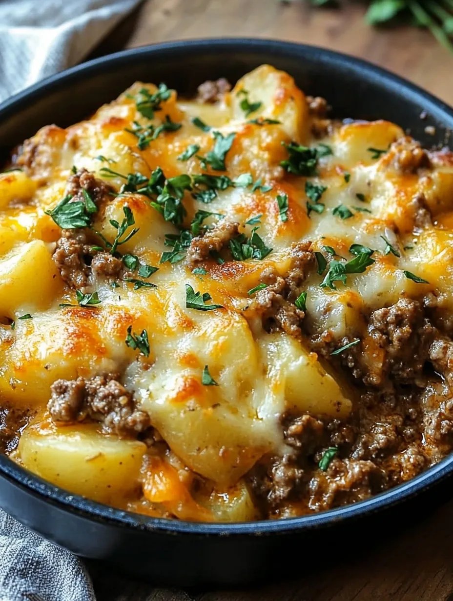 Cheesy Ground Beef & Potato Casserole (One-Pan Dinner!)