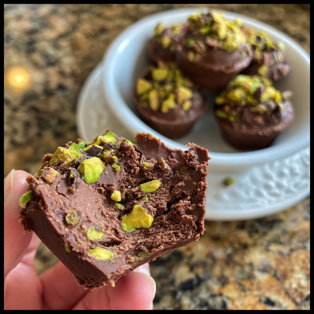 Chocolate Pistachio Fudge Bites