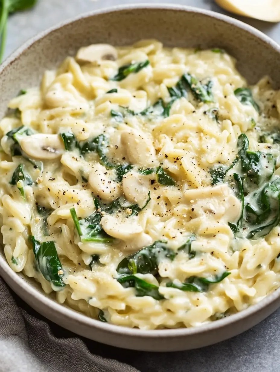 Creamy Garlic Spinach Orzo
