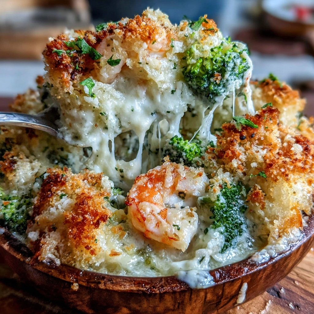 Shrimp Alfredo Bake With Broccoli
